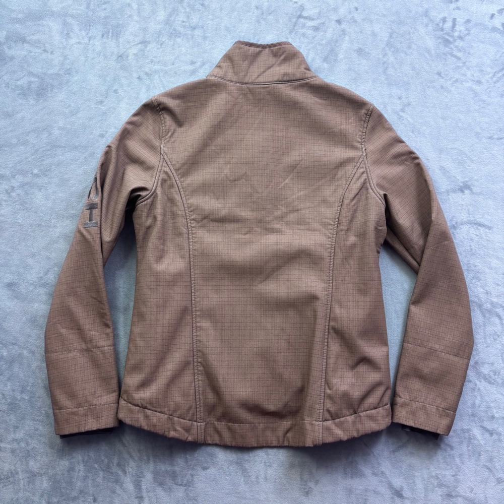 Cinch Womens Brown Grid Softshell Jacket Fleece Lined Full Zip Size M - Picture 8 of 10